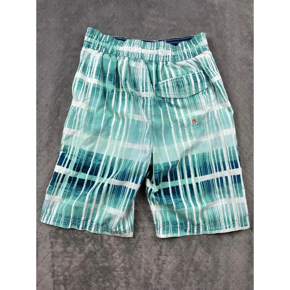 Tommy Bahama Kids XL Swim Trunks Teal White‎ Plaid Board Shorts RN15101